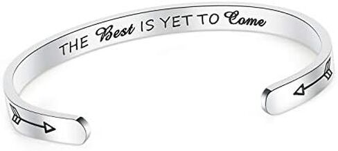 Enni of York Inspirational Cuff Bracelet Bangle Keep Going Motivational Mantra Quote Stainless Steel Engraved Best Friend Sister Gift for Women Teen Girls with Hidden Message in Kuwait