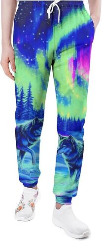 ENLACHIC Men's Casual Print Jogger Sweatpants Linen Cotton Elastic Waist Drawstring Pocket Long Pants in Saudi Arabia