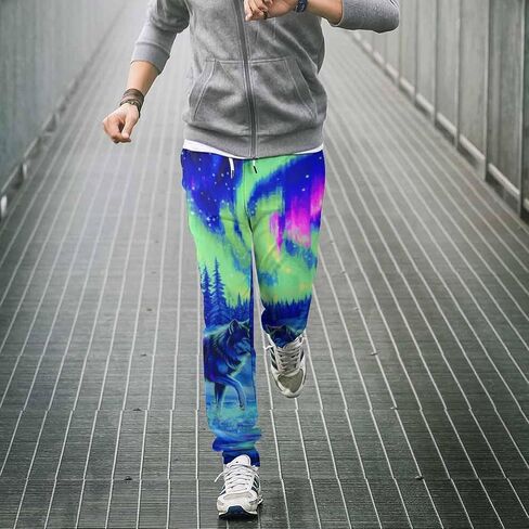 ENLACHIC Men's Casual Print Jogger Sweatpants Linen Cotton Elastic Waist Drawstring Pocket Long Pants in Saudi Arabia