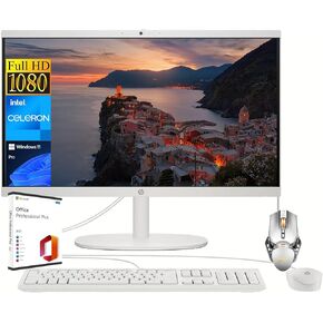 HP 20-inch All-in-One Computer, Intel Celeron J4005, 4GB RAM, 1TB Hard Drive, Windows 10 (20-c410, White) - 3KZ89AA#ABA in Saudi Arabia