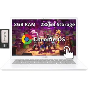 ASUS Chromebook C424, 14.0" 180 Degree FHD NanoEdge Display, Intel Dual Core Celeron Processor, 4GB LPDDR4 RAM, 128GB Storage, Silver Color, C424MA-AS48F