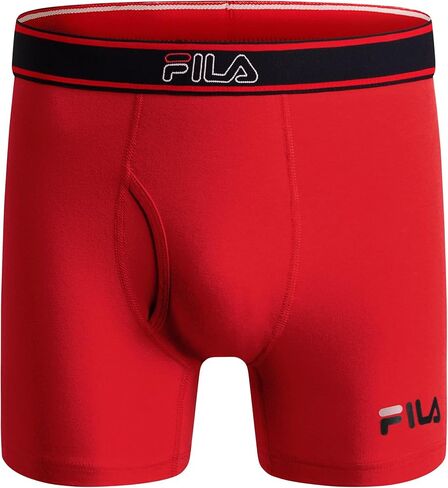 Fila Men's 6" Boxer Briefs with Fly Front, 95% Cotton, 5% Spandex Briefs, 4-Pack, Black, Medium in Saudi Arabia