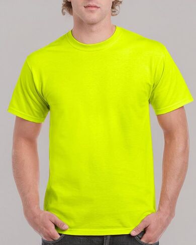 T-Shirt, Short-Sleeve, Safety Green Cotton, XL in Saudi Arabia