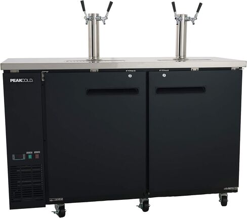 PEAKCOLD 3 Door, 4 Tap Commercial Beer Dispenser - Double Tower Keg Cooler - Kegerator; 72" W in Saudi Arabia