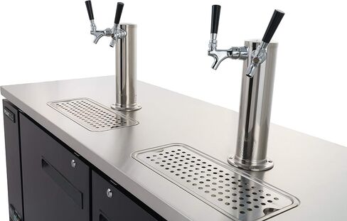 PEAKCOLD 3 Door, 4 Tap Commercial Beer Dispenser - Double Tower Keg Cooler - Kegerator; 72" W in Saudi Arabia