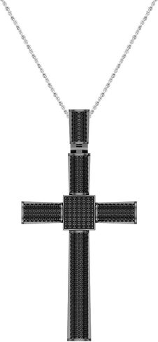 0.75 Carat (ctw) Round Black Diamond Mens Religious Cross Pendant 3/4 CT in Saudi Arabia