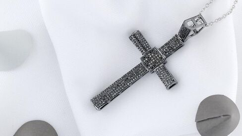 0.75 Carat (ctw) Round Black Diamond Mens Religious Cross Pendant 3/4 CT in Saudi Arabia
