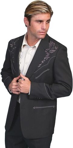 Scully Men's Floral Embroidered Western Jacket - P-733Blk in Kuwait