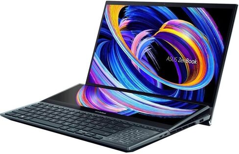 اسس لابتوب زين بوك برو ديو 15 OLED UX582، شاشة لمس OLED 15.6 انش 4K، i9-12900H، 32GB، 1TB، جيفورس RTX 3070 Ti، سكرين باد بلس، ويندوز 11 برو، ازرق سماوي، UX582ZW-XB99T in Saudi Arabia