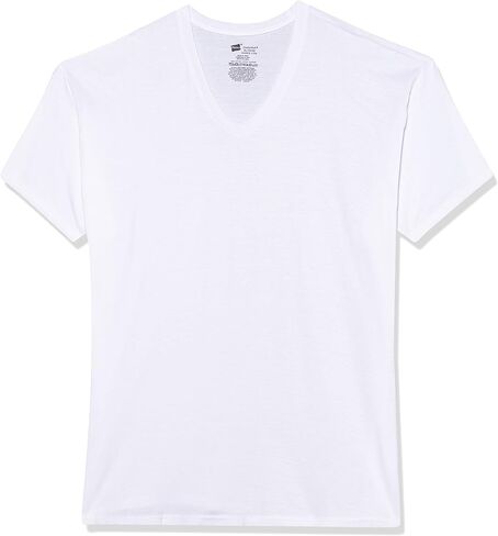 Hanes Men Classic V-Neck T-Shirt | Tagless With Lay Flat Collar |100% Cotton 6 Packs - White-6 Pack XX-Large in Saudi Arabia