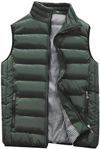 SSDXY Men's Padded Cotton Blend Autumn Winter Warm Vest Coat Tops Jacket Casual Loose Sleeveless Solid Slim Warm Outwear in Saudi Arabia