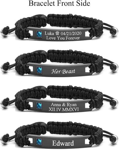 ZUYUSO Personalized Couple Bracelets Custom His and Her Bracelet Free Engraving ID Name Date Matching Bracelets for Couple Women Men Best Friends Jewelry Gift in Saudi Arabia