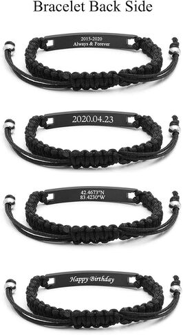 ZUYUSO Personalized Couple Bracelets Custom His and Her Bracelet Free Engraving ID Name Date Matching Bracelets for Couple Women Men Best Friends Jewelry Gift in Saudi Arabia