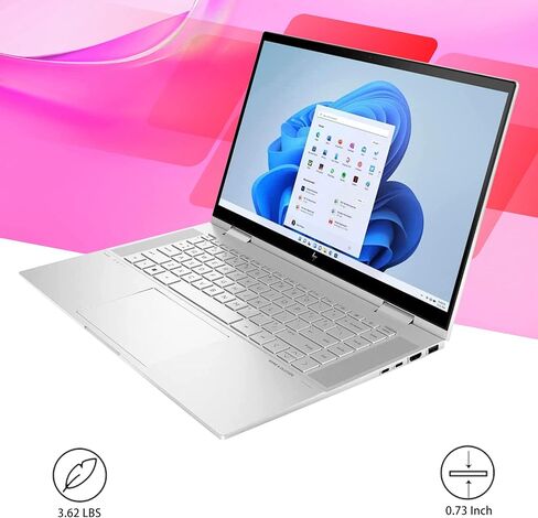 2022 HP Envy X360 2-in-1 15.6" FHD Touchscreen Laptop Computer, Intel Core i7-1165G7, 16GB RAM, 512GB PCIe SSD, Backlit Keyboard, Iris Xe Graphics, B&O Audio, Windows11, Silver, (Renewed) in Kuwait