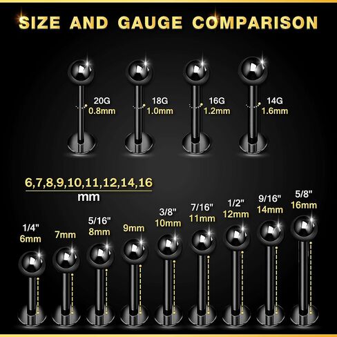 KJM FASHION 4 قطع Labret الشفاه خواتم الكرة العمودية Labret Auricle Rim للأمام حلق مونرو ثقب المجوهرات اختيار الحجم واللون in Kuwait