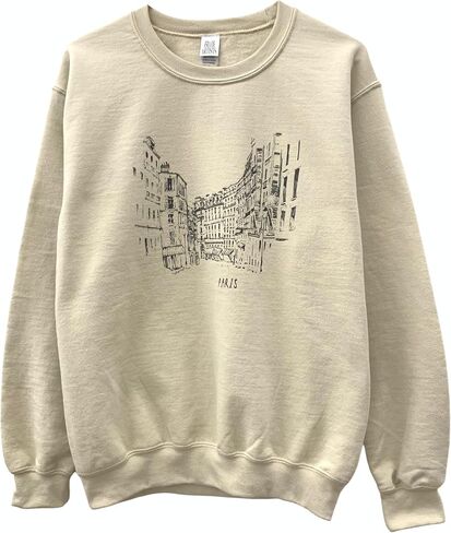 Streets of Paris Beige Graphic Crewneck Sweatshirt in Saudi Arabia
