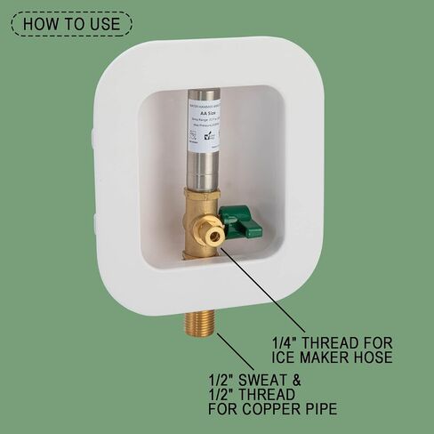 Lingmfg صندوق مخرج صانع الثلج PEX تجعيد، 1/2 بوصة تجعيد PEX 1807، وصلة 1/4 بوصة خرطوم صانع الثلج، غطاء ضغط مدخل صندوق صمام المياه العمل القديم in Kuwait