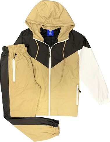 Men’s Colorful Hooded Windbreaker Sweatsuit Meshed Lined Nylon Water Repellent GYM Outfit in Saudi Arabia