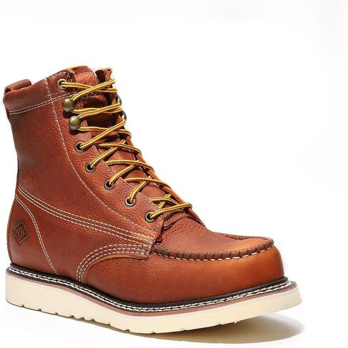 Bonanza Boots Frontier Plus 8" Work Boots for Men - Premium Leather Moc Toe, Non-safety Toe Boots with Light-weight, Slip & Oil Resistant High Abrasion Rubber Wedge Outsole in Kuwait