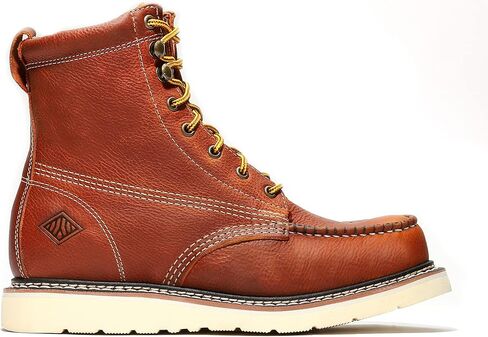 Bonanza Boots Frontier Plus 8" Work Boots for Men - Premium Leather Moc Toe, Non-safety Toe Boots with Light-weight, Slip & Oil Resistant High Abrasion Rubber Wedge Outsole in Kuwait