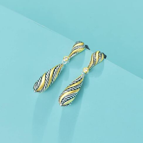 UNY Dangle Earring Designer Brand Inspired Jewelry Multi Hoops Twisted Cable Wire 2 Tone Christmas Gift ( Multi Hoops ) in Saudi Arabia