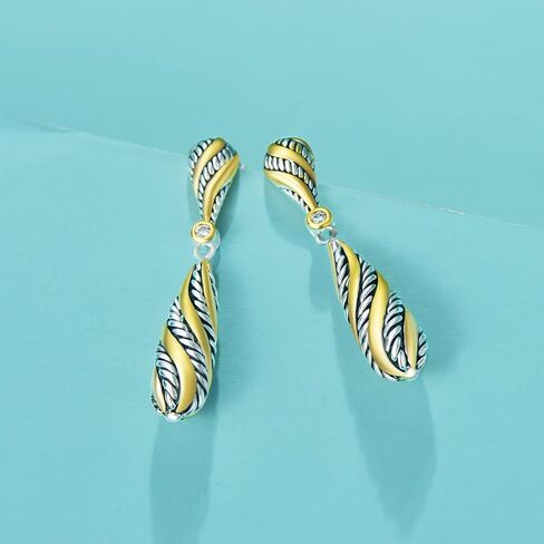 UNY Dangle Earring Designer Brand Inspired Jewelry Multi Hoops Twisted Cable Wire 2 Tone Christmas Gift ( Multi Hoops ) in Saudi Arabia