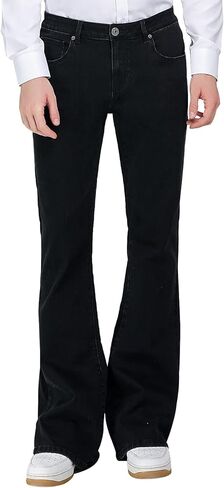 Wbestwind Men's Relaxed Stretch Vintage 60s 70s Bell Bottom Fit Comfort Flared Retro Leg Denim Jeans,Flo,TAG 4XL Green in Kuwait