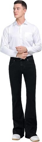 Wbestwind Men's Relaxed Stretch Vintage 60s 70s Bell Bottom Fit Comfort Flared Retro Leg Denim Jeans,Flo,TAG 4XL Green in Kuwait