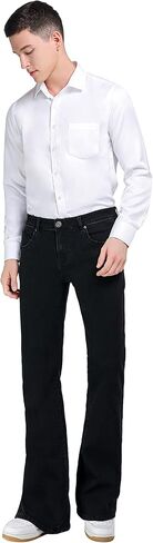 Wbestwind Men's Relaxed Stretch Vintage 60s 70s Bell Bottom Fit Comfort Flared Retro Leg Denim Jeans,Flo,TAG 4XL Green in Kuwait