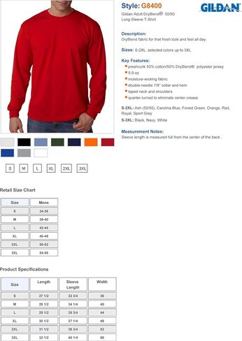 Gildan Mens DryBlend 50 Cotton/50 Poly Long Sleeve T-Shirt, Sport Grey in Saudi Arabia