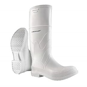 أحذية Dunlop الواقية ، قفل أمان أبيض عادي ، PVC مقاوم للماء 100 ٪ ، أحذية واقية خفيفة الوزن ودائمة ، مقاومة للانزلاق ، 8101100.1 ، حجم 10 الولايات المتحدة