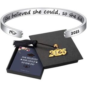 M MOOHAM Graduation Gifts for Her Him 2025, Inspirational Graduation Bracelets Class of 2025 High School College Graduation Gifts for Her with Graduation Box