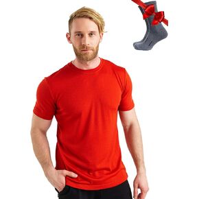 Merino Wool T-Shirt Mens - Merino Wool Undershirt Thermal Shirt for Men and Hiking Socks