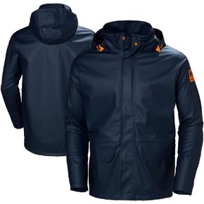 Helly-Hansen Workwear Gale Mens Rain Strainproof مقاومة للماء مع غطاء محرك السيارة مصنوع من البولي يوريثان الشاق على متماسكة البوليستر
