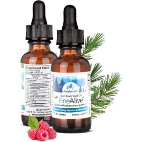 PURELY WILD PineAlive - Raw Pine Resin & Black Seed Oil Complex | Natural Energy & Vitality Support | Wild-Harvested Forest Extract | Dr. Cass Ingram's Original Formula | 1 fl oz with Dropper