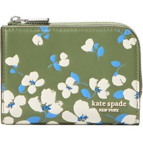 kate spade new york Devin Painterly Bouquet Embossed Smooth Leather Small Compact Wallet, Cedar Stand Multi