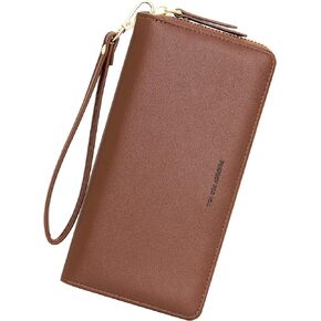 Badiya Womens Wallet Credit Card Holder RFlD Blocking Leather Zip Around Wallets Large Capacity Wristlet