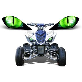 AMR Racing ATV Headlight Eye Graphics Decal Cover Compatible with Yamaha Raptor 700/250/350 - Eclipse Green