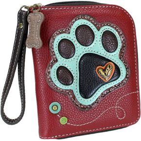 Chala Teal Paw Print Zip-Around Wristlet Wallet Dog Mom Gift