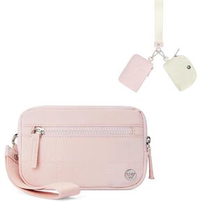 WESTBRONCO Wristlet Wallets for Women and Quilted Dual Pouch Wristlet
