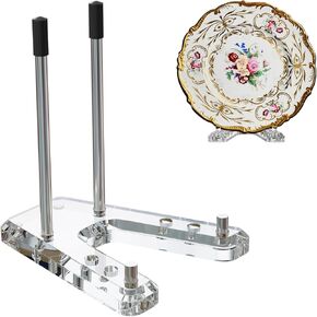 Aitee Plate Stands for Display, 2 Pack Clear Plate Holders Picture Stands for Display, Plate Easel Acrylic Book Stand Acrylic Easel Stand Holder for 6-14 inch Decorative Plate, Book, Record,Plaque, Photo, Platter Tabletop Art
