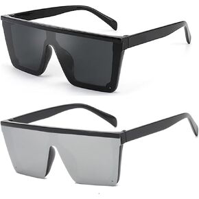 Square Oversized Sunglasses for girls boys, Fashion Flat Top Big Frame Shades Sunglasses for kids