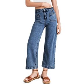 Astylish Womens Jeans Wide Leg High Waisted Stretchy Straight Leg Jeans Trendy Ankle Denim Pants with Patch Pocket