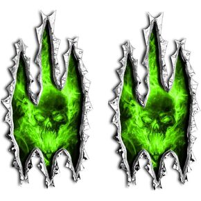 Exploding Skull Green Rip Ripped Motorcylce Vinyl Graphics sportbike cruiser Motorcycle Sportibike Stickers