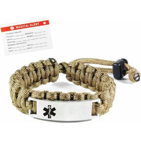 LF Stainless Steel Personalized ICE Medical Alert Outdoor Rope Paracord Survival Medic ID Bracelet Sos Emergency Cuff Bracelets for Adult Hiking Camping Hunting Activities,Free Engraving Customized in Kuwait