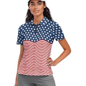 Women's V-Neck Short Sleeve Golf Shirt Stylish Sun Protection Pullover Rash Guard Cozy Slim Fit Collared Tops