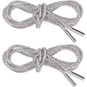 أربطة الحذاء الراين 1-Pair للأحذية الرياضية 39 "Round Bling Crystal Clastal Carrestring لأحذية أحذية/أحذية/هوديي Rhinestone Hoodie String Rope Rople Alaces [Multicolor]