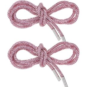 1-Pair Rhinestone Shoelaces for Sneakers 39" Round Bling Crystal Drawstring Cords for Sneakers/Boots/Hoodie Rhinestone Hoodie String Rope Shoe Laces Replacement [Pink]