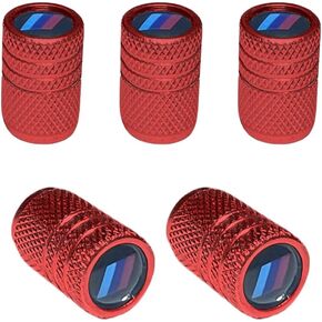 Car Tire Valve Stem Cover 5pcs/Pack Corrosion Resistant Leak-proo Metal Car Wheel Valve Stem Caps for X1 X3 X5 X6 M1 M2 M3 Series (RED)