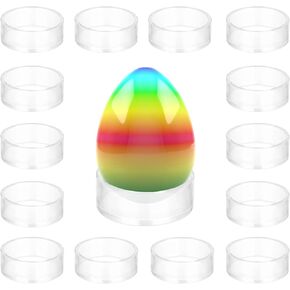 JUXYES Pack of 15 Clear Sphere Display Stand, Clear Sphere Holder Small Plastic Display Stands Round Display Easel Stands for Decorative Eggs, Crystal Balls, Marbles, Ball, Spheres, Collections
